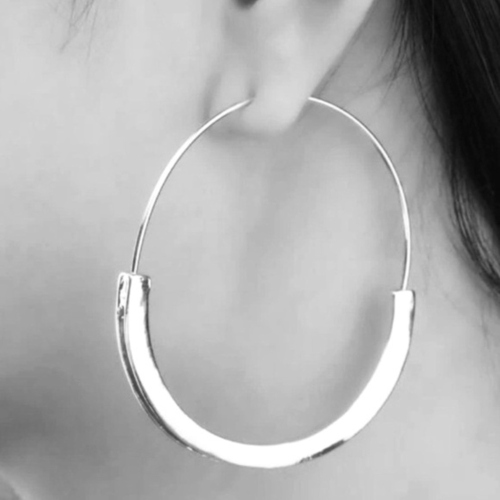 Anthropologie Wenka silver Hoop Minimalist earrings Mirror